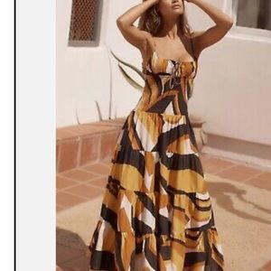 Anthropologie Josephine smocked drop waist  Maxi Sundress for Resort Wear